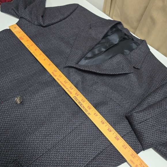 Hart Schaffner Marx Sport Coat‎ Mens 42R Black Blue 3 Button Wool No Vent Office - Picture 11 of 16